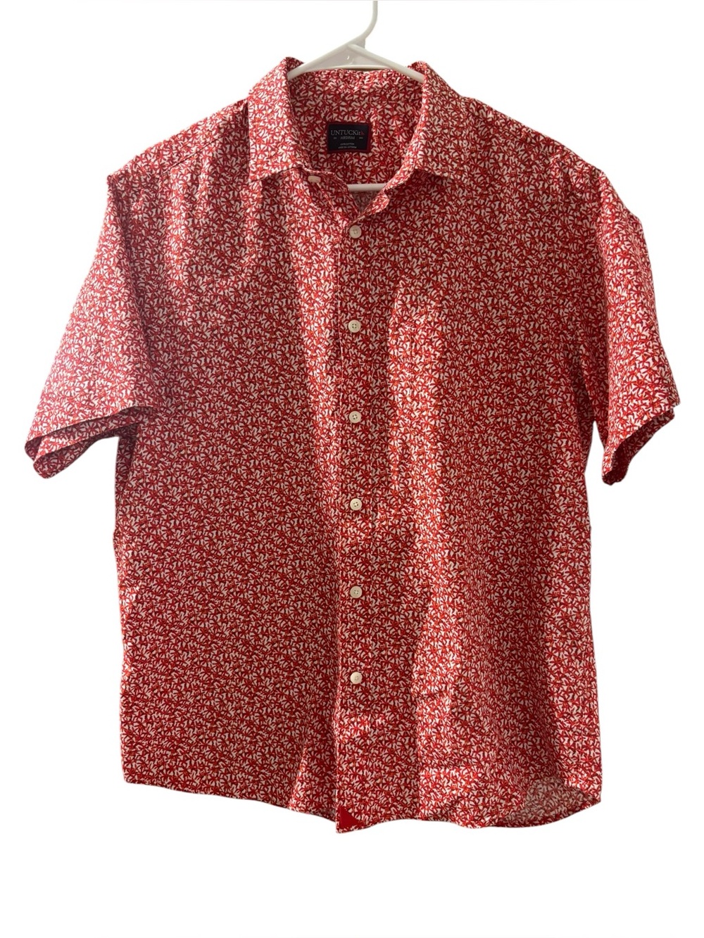 Untuckit Men's Red/White/Orange Design Button Down Collared Top Size M